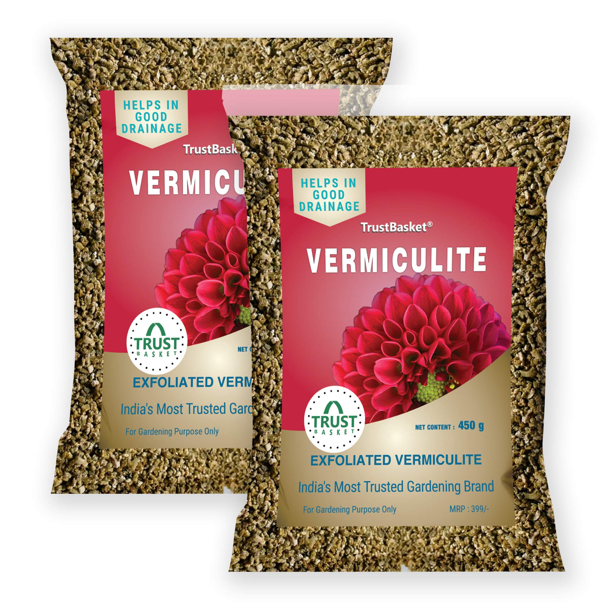 TrustBasket Vermiculite (Set of 2) 450 Grams for Gardening and hydroponics | 100% Natural Vermiculite | an Organic Soil additive | Improves Soil Aeration, Drainage, and Porosity