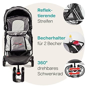 Pet Stroller,IPS-070, Black/Silver, Dog Carrier, Trolley, Innopet