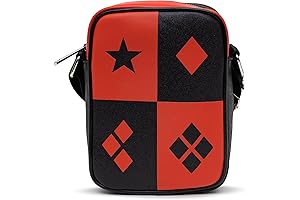 DC Comics Harley Quinn Diamonds Icons Crossbody Purse in Red and Black Vegan Leather