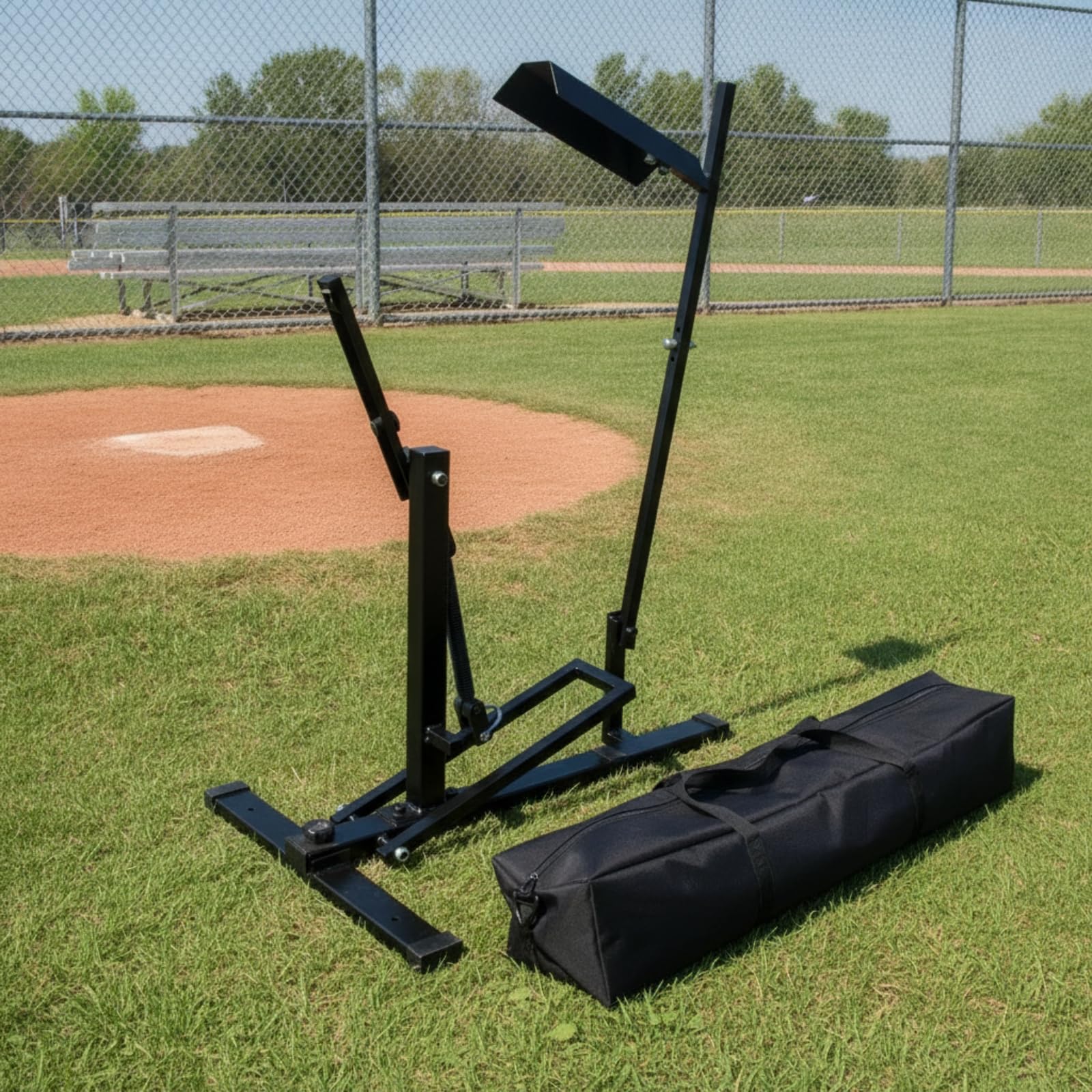 Dispositivo Béisbol Pedal Portátil Máquina Lanzar Pelotas Metálico Máquina Lanzar con Bolsa para Bateadores