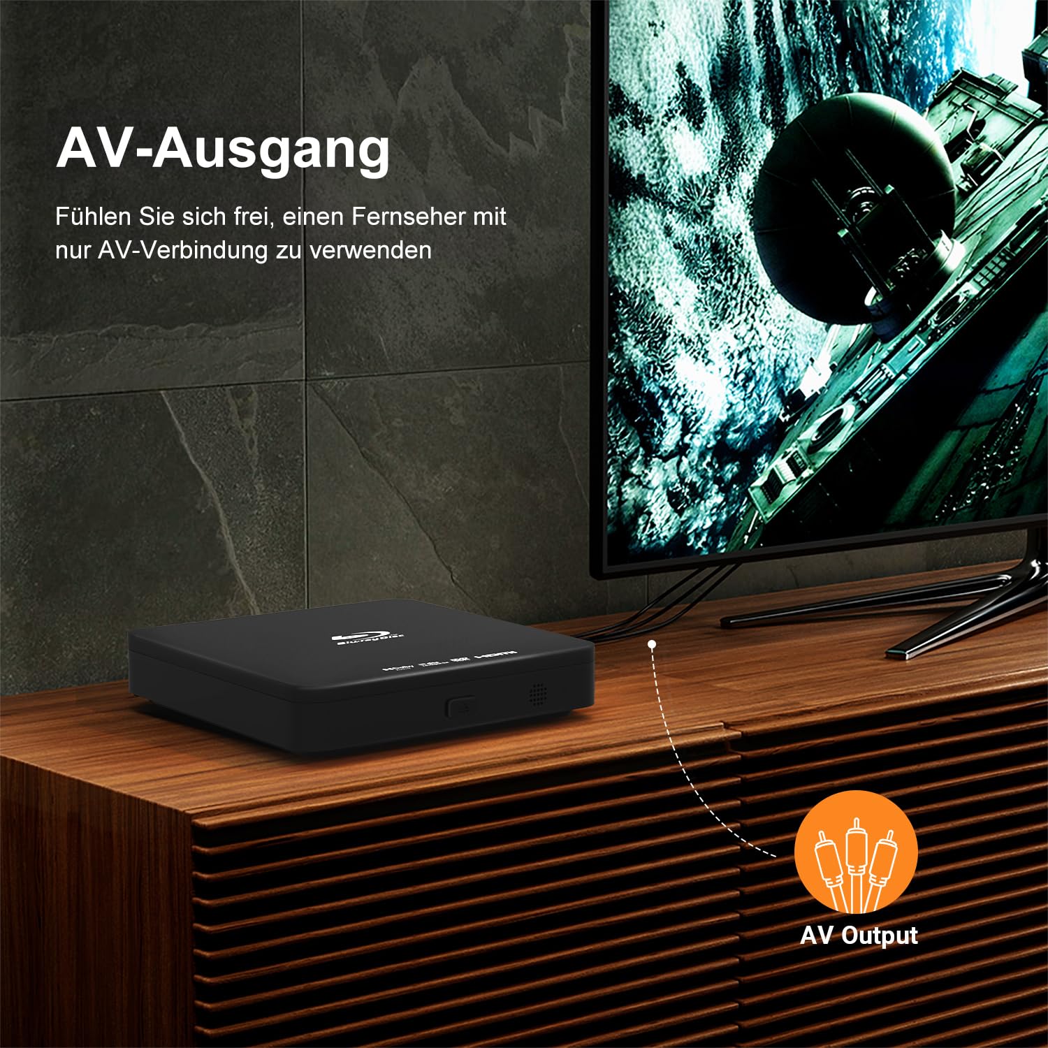 Full HD 1080P Blu Ray Disc Player mit Dolby Audio, Alle DVDs und Region B 2 Blu-Ray Filme Spielen, Unterstützung für Max 128G USB-Flash-Laufwerk + HDMI/AV-Ausgang + Eingebautes PAL/NTSC mit Kabeln