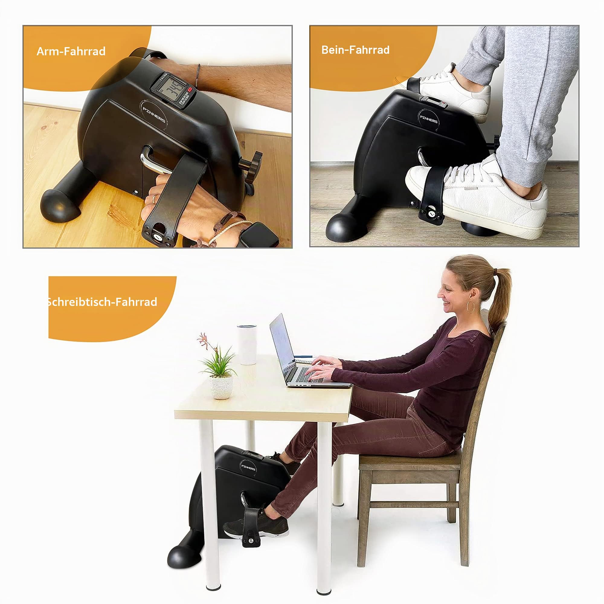 Mini Heimtrainer, Pedaltrainer für Senioren - Armtrainer, Beintrainer, Fitnessgerät, Sportgeräte für Zuhause, Ergometer mit Einstellbarem Widerstand, Fahrradtrainer, Desk Bike, Pedale Heimtrainer