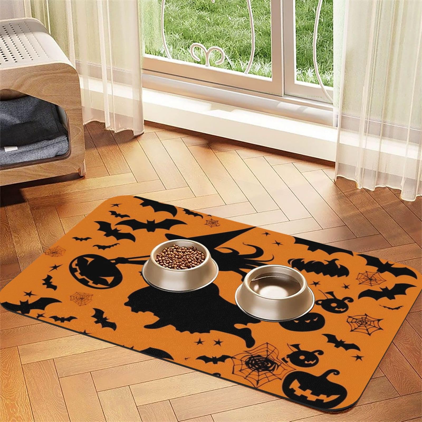 Tapis de nourriture pour chien en caoutchouc antidérapant lavable en machine