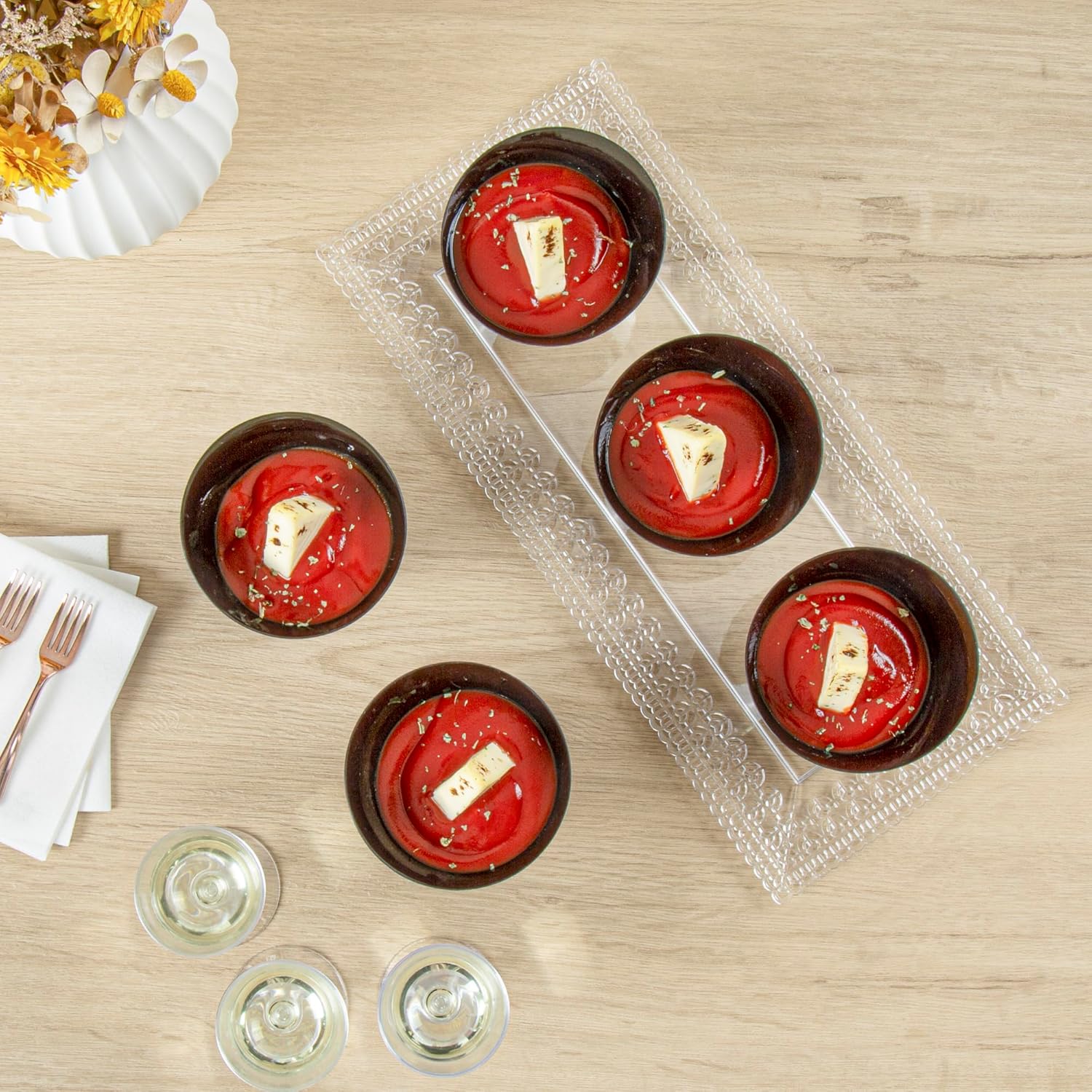 Restaurantware-5 Ounce Inch Serving Bowls, 100 Disposable Appetizer Bowls - Incline Design, Round, Black Plastic Snack Bowl, Durable, For Weddings Birthdays, And More