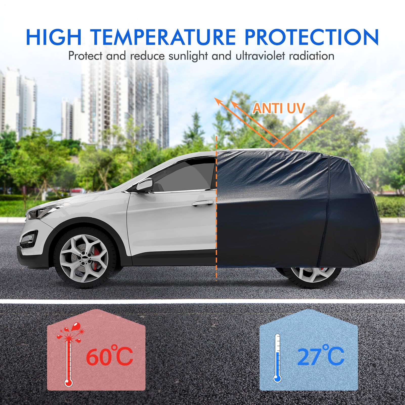 6 Layers Car Cover Waterproof All Weather Car Cover Waterproof All Weather Outdoor Full Exterior Cover Rain Sun — view 3