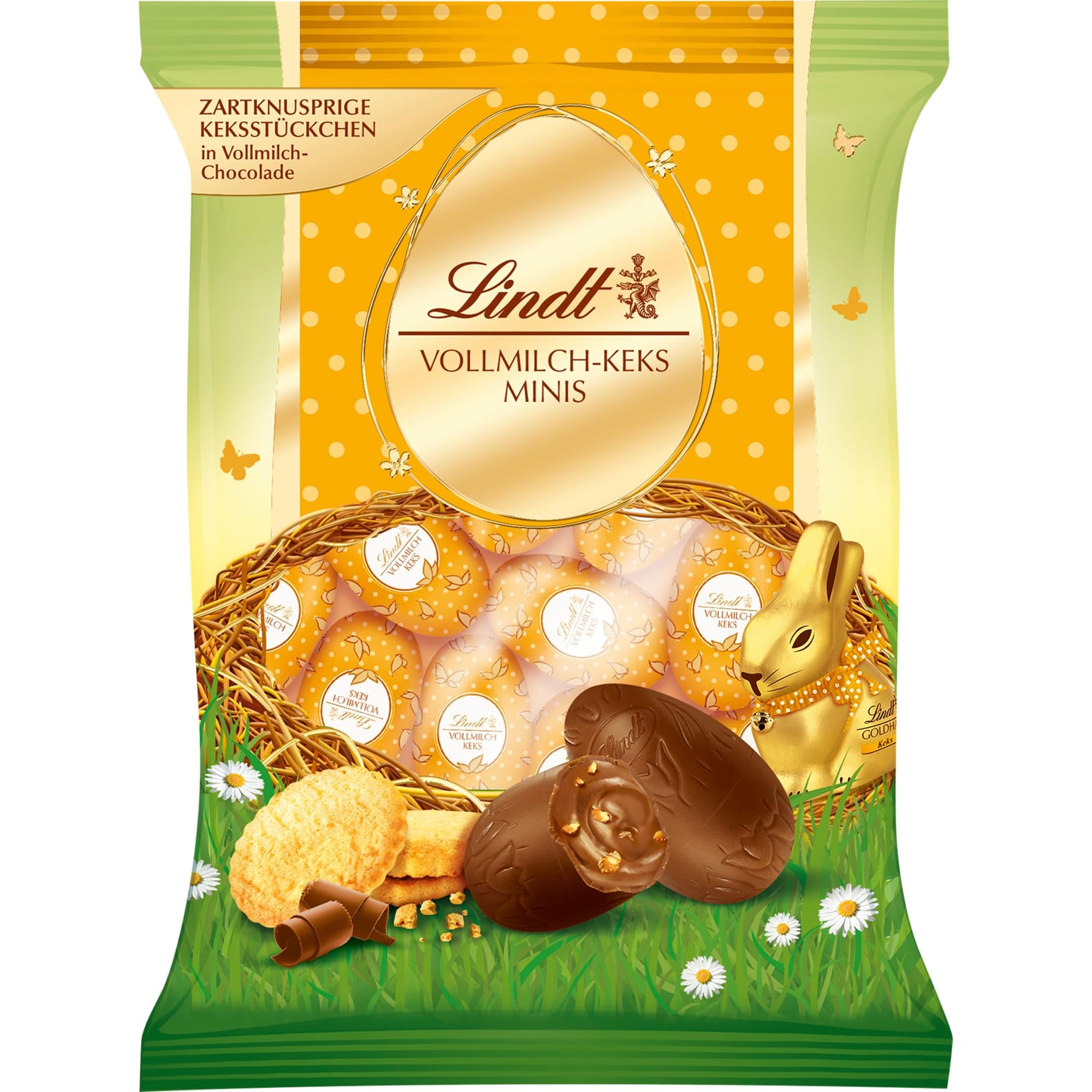 Lindt Schokolade | Mini-Eier Keks | 100g | Mini Vollmilch-Schokoladeneier mit zartknusprigem Keks | Ostereier | Perfekte Oster-Schokolade zum Teilen & Genießen