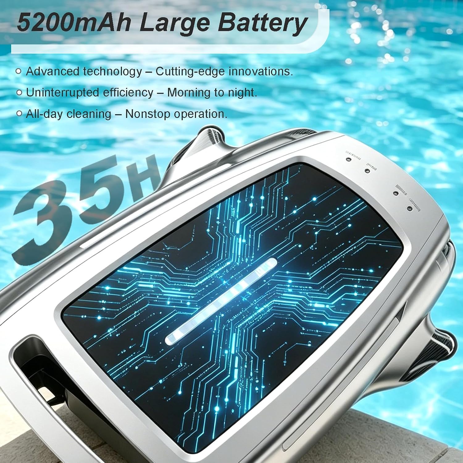 Limpiador Robótico para Piscinas Y Spas, Alimentado por Energía Solar, con Doble Alimentación, Ruta Automática, Evitación De Obstáculos, Capacidad De 4,1 L Y Control Mediante Aplicación.