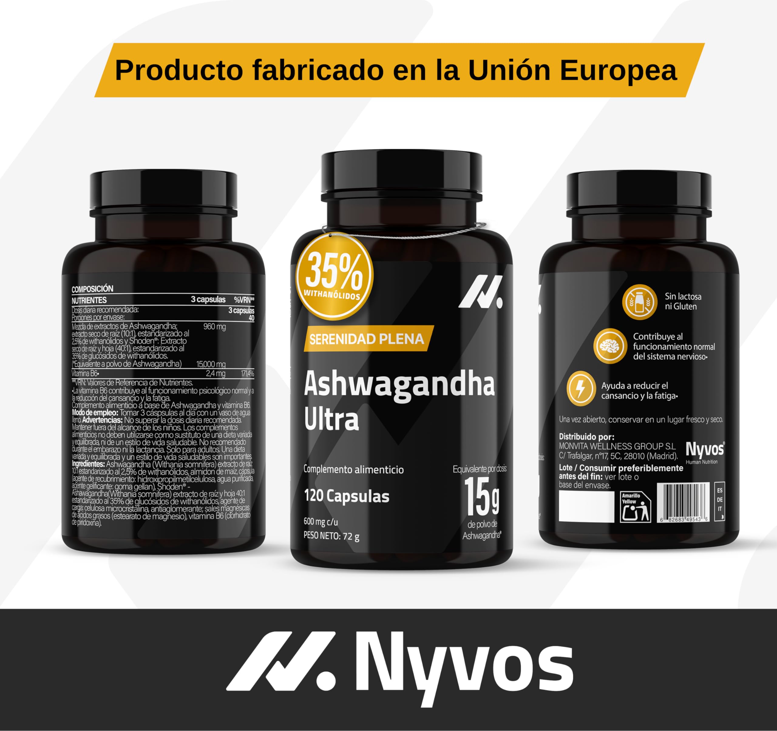 Ashwagandha Shoden Ultra® 35% Withanólidos – 15.000 mg equivalentes | 7x más concentrado que Ashwagandha KSM-66 | Apoyo a la concentración, sueño profundo, bienestar general y energía | 120 cápsulas