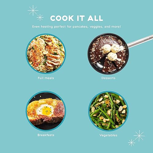 Miniatura 4 de DASH Delish - Sartén ligera de hierro fundido de 10 pulgadas para panqueques, salsas, verduras, pasta y más, color azul