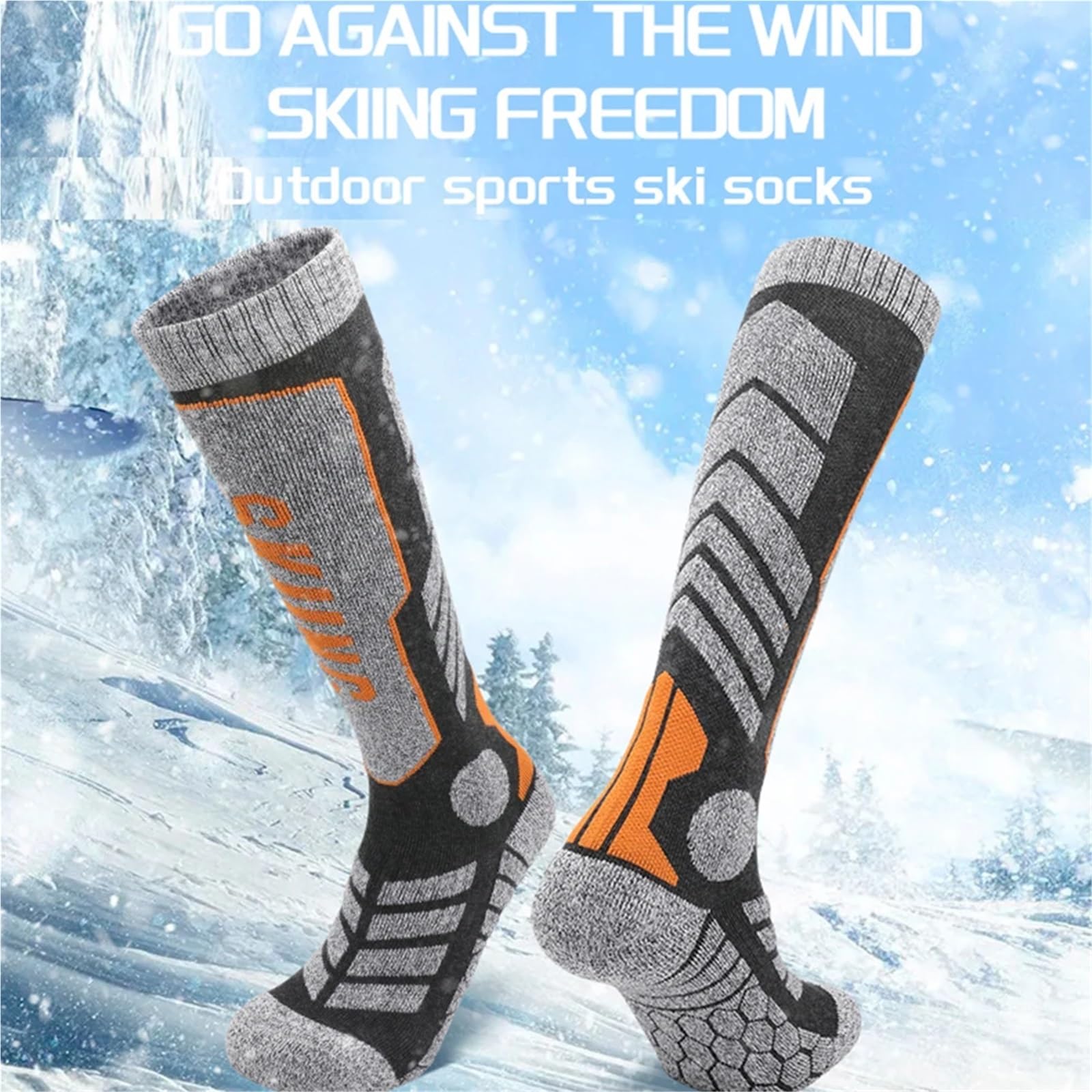 Fashion Thermal Ski Socks for Men – Thick Cotton Sports Compression Socks for Skiing, Snowboarding, Cycling, & Soccer
