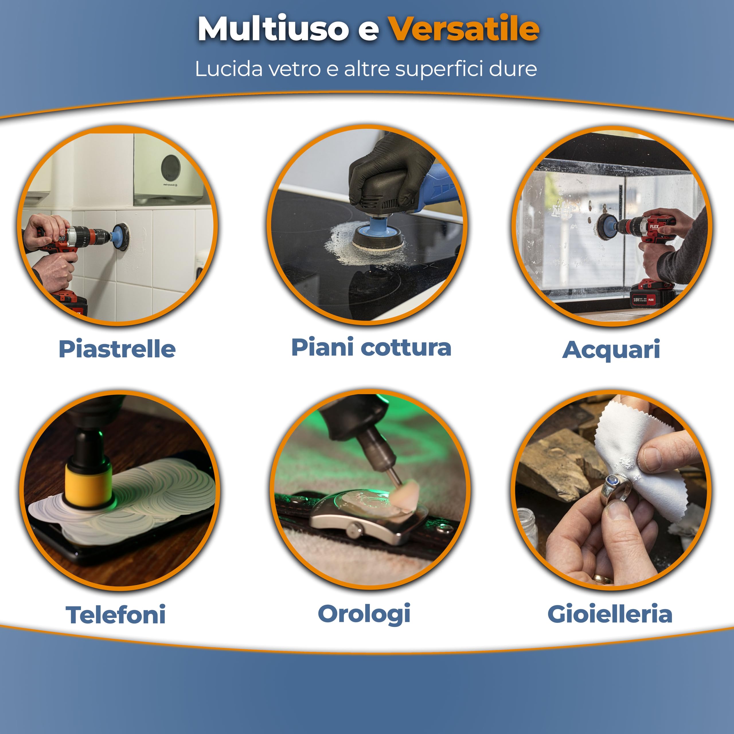 Glass Polish - 250ml Composto Lucidante per Vetri - Pasta Concentrata di Ossido di Cerio a Grana Fina per Lucidatura Professionale di Tutte le Superfici in Vetro - 1,2 Micron