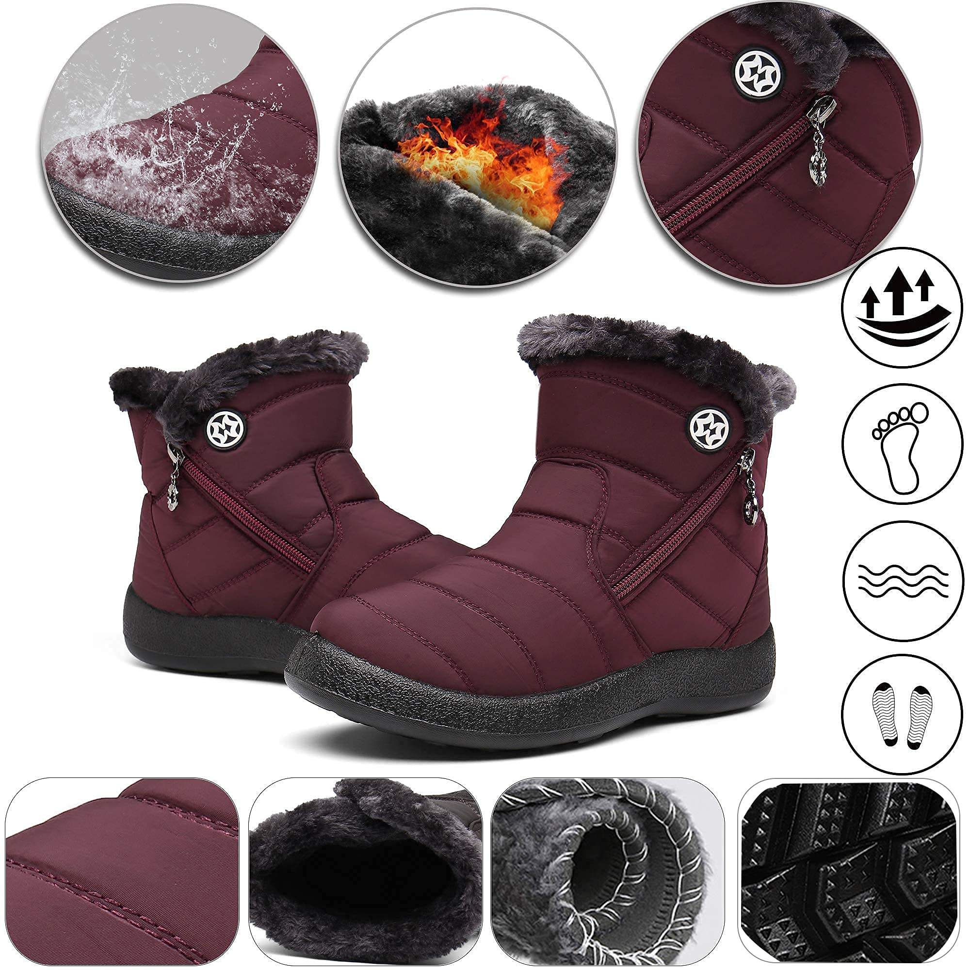 Gaatpot Stivali Donna Stivaletti Invernali Stivali da Neve Caldo Peluche Scarpe Impermeabili 36-43