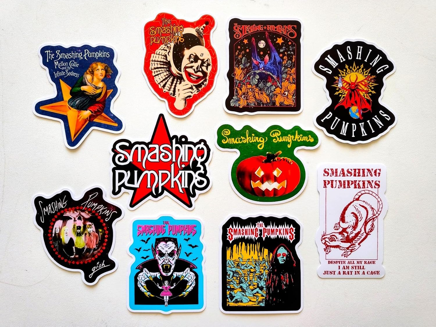 Alternative Rock Sticker Pack (10 Stickers) 90s Band Vinyl Decal Psychedelic Waterproof shoegaze Retro Designs Collectible Dreamy Style Music Fan Gift Guitar case Laptop Window car Bumper Decoration image 2