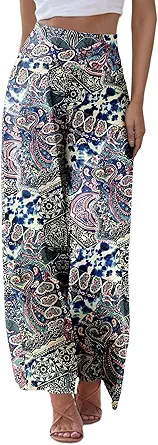 JZC Women's Palazzo Lounge Pants Stretchy Wide Leg Casual Pants Comfy High Waist Flowy Pants S-3XL