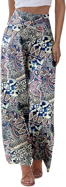 JZC Women's Palazzo Lounge Pants Stretchy Wide Leg Casual Pants Comfy High Waist Flowy Pants S-3XL