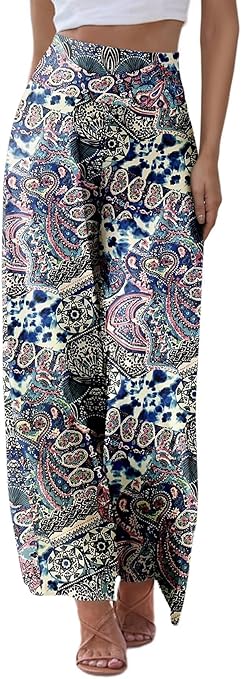 JZC Women's Palazzo Lounge Pants Stretchy Wide Leg Casual Pants Comfy High Waist Flowy Pants S-3XL