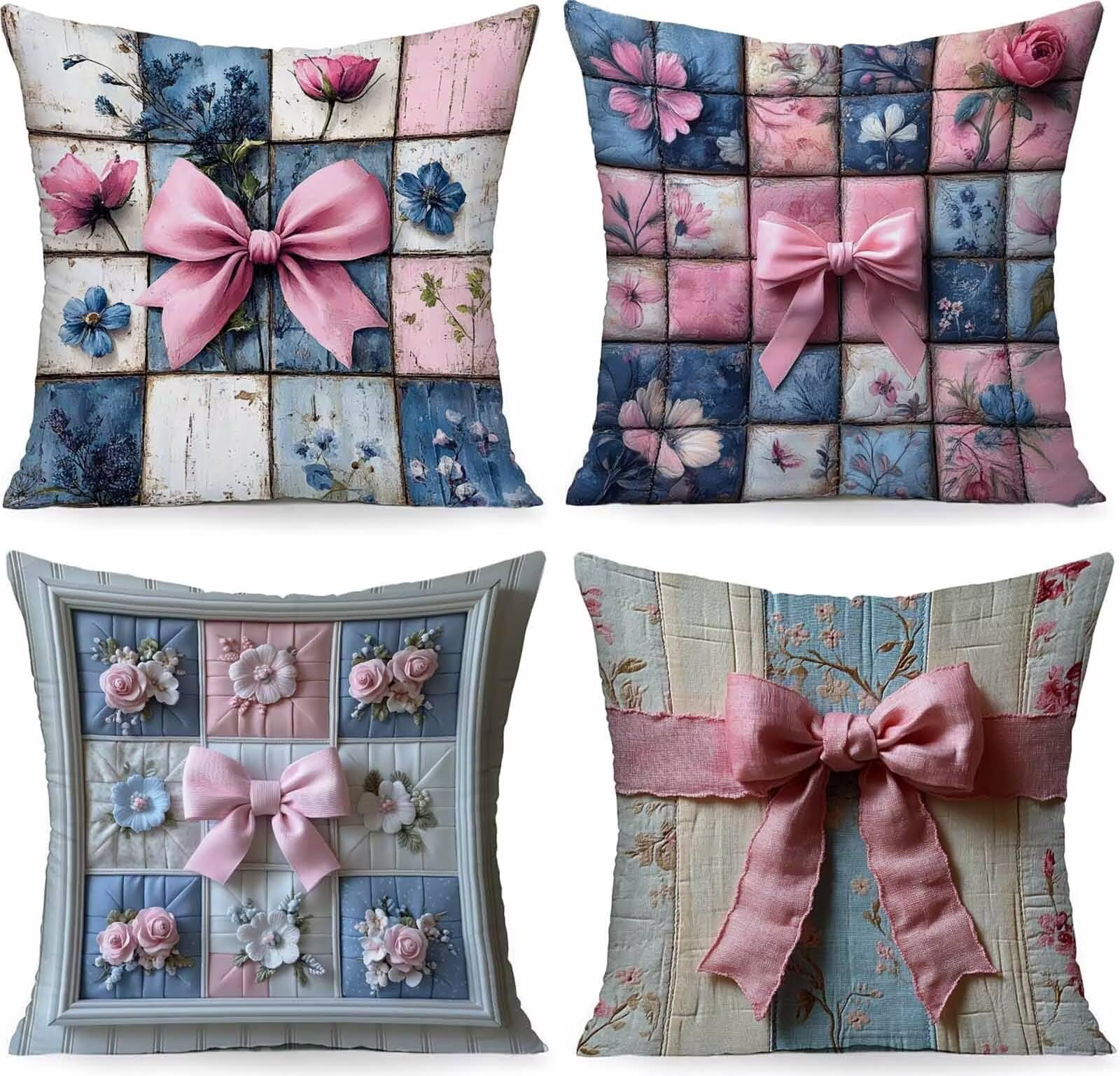 Housse de coussin 55x55cm rose imperméable pour canapé de jardin et terrasse en lin