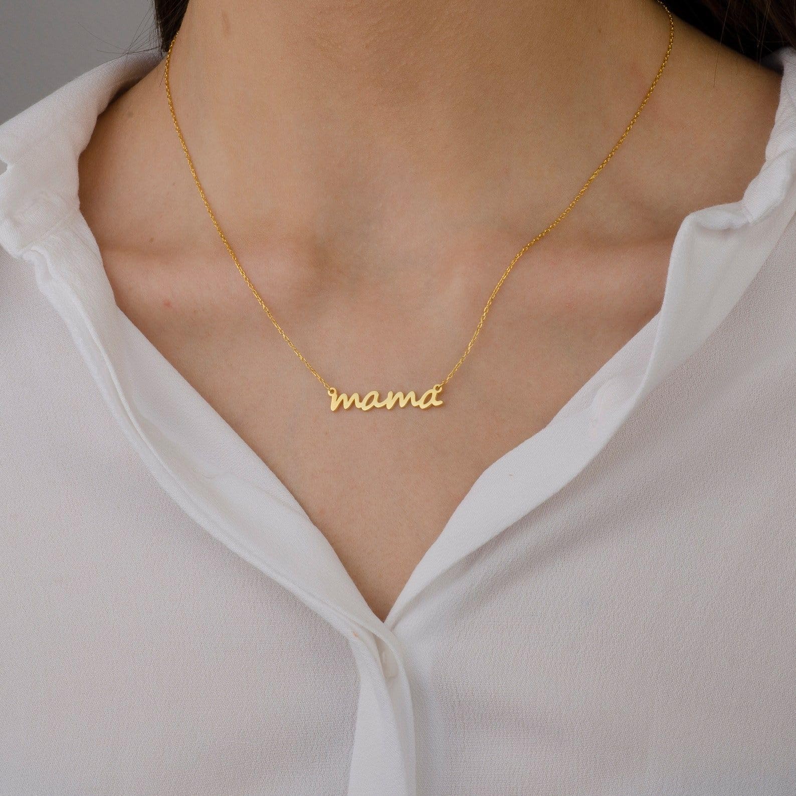 925K plata de ley collar con nombre, delicado minimalista personalizado madre día Navidad