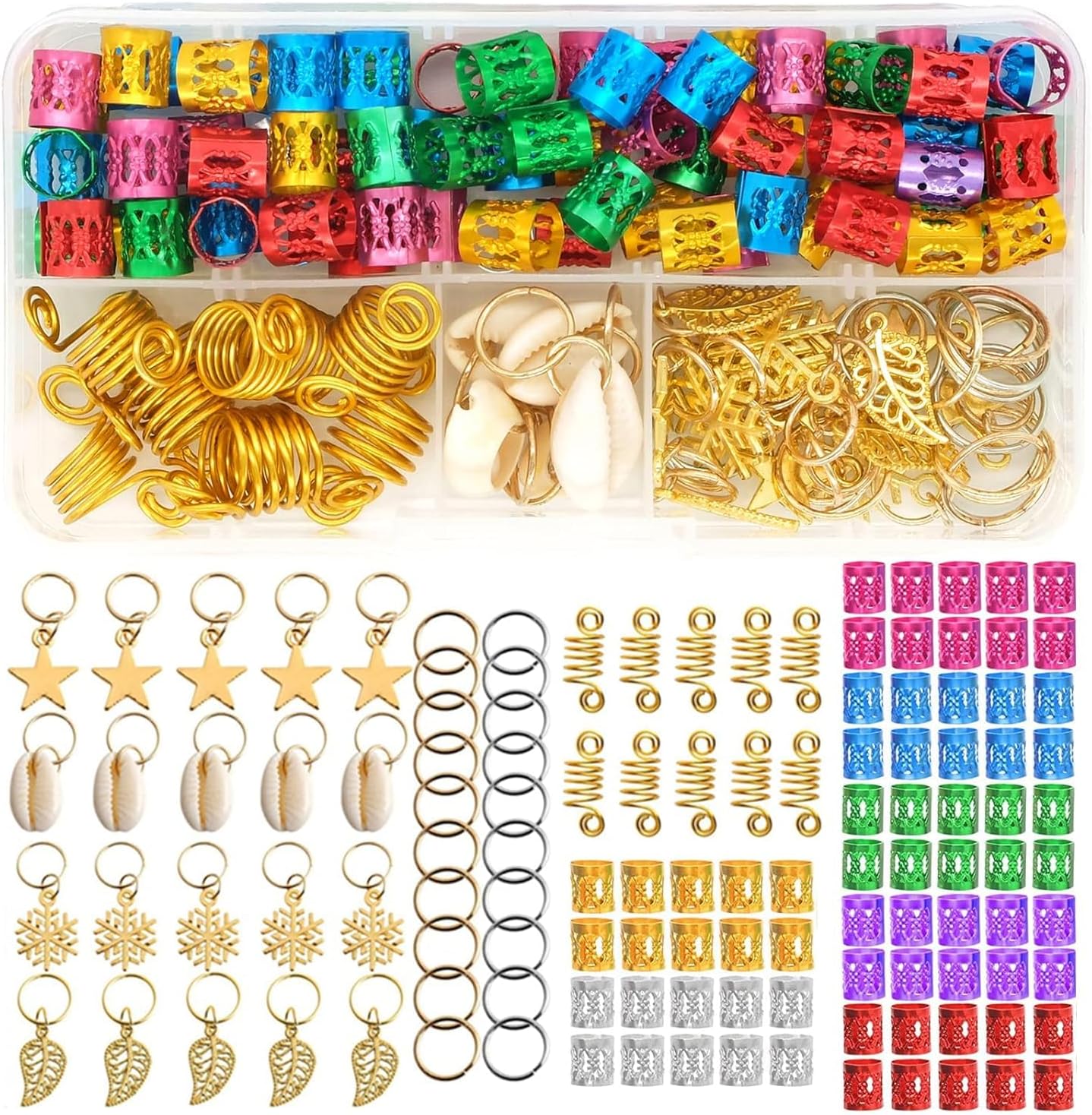 TNTAIAHL 120 Pieces Hair Jewelry for Women Braids, 7 Diffent Colors Braiding Hair Rings for Braids Hair, Colorful Hair Accessories with Cute Pendant