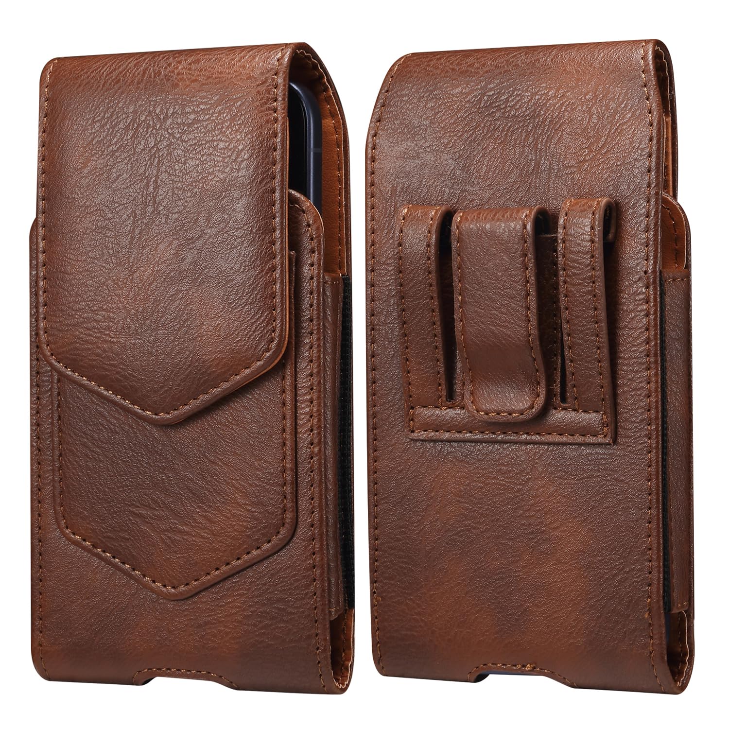Leather Phone Holster for iPhone 17 16 15 14 Pro/Xs, Samsung Galaxy S26 S25 S24 S23 5G S22 S21 S20 Note 10 Leather Case Belt Clip Holster Belt Holder Pouch Waist Pack with Card Holder for Men, Black