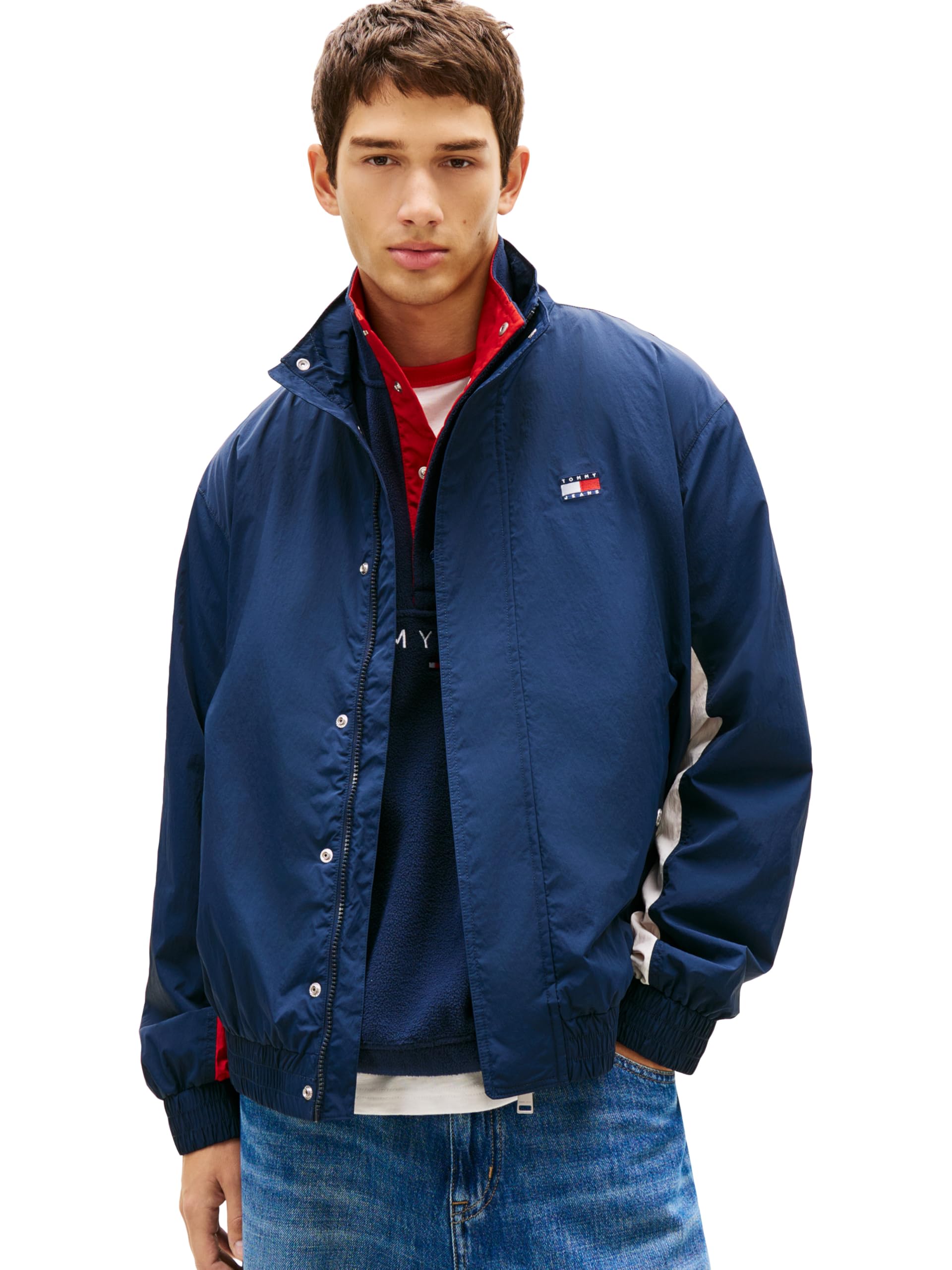 Men's Lightweight Essential Windbreaker Jacket With Embroidered Back Flag Logo