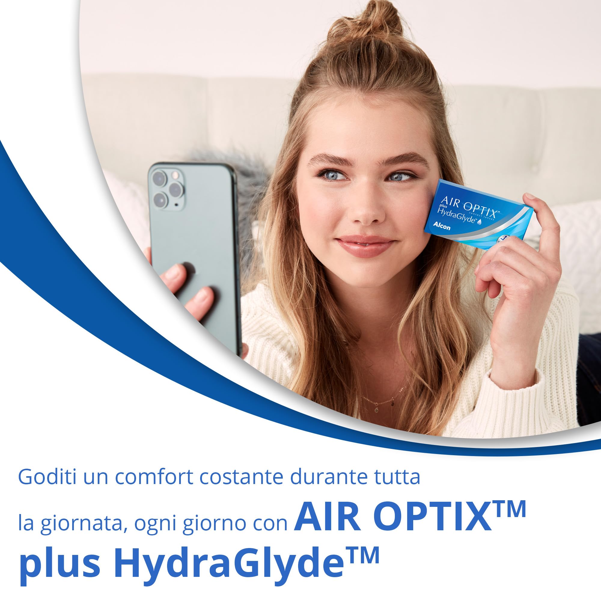 Air Optix Plus HydraGlyde Lenti a Contatto Mensili, 6 Lenti, BC 8.6 mm, DIA 14.2 mm, +4.25 Diopt
