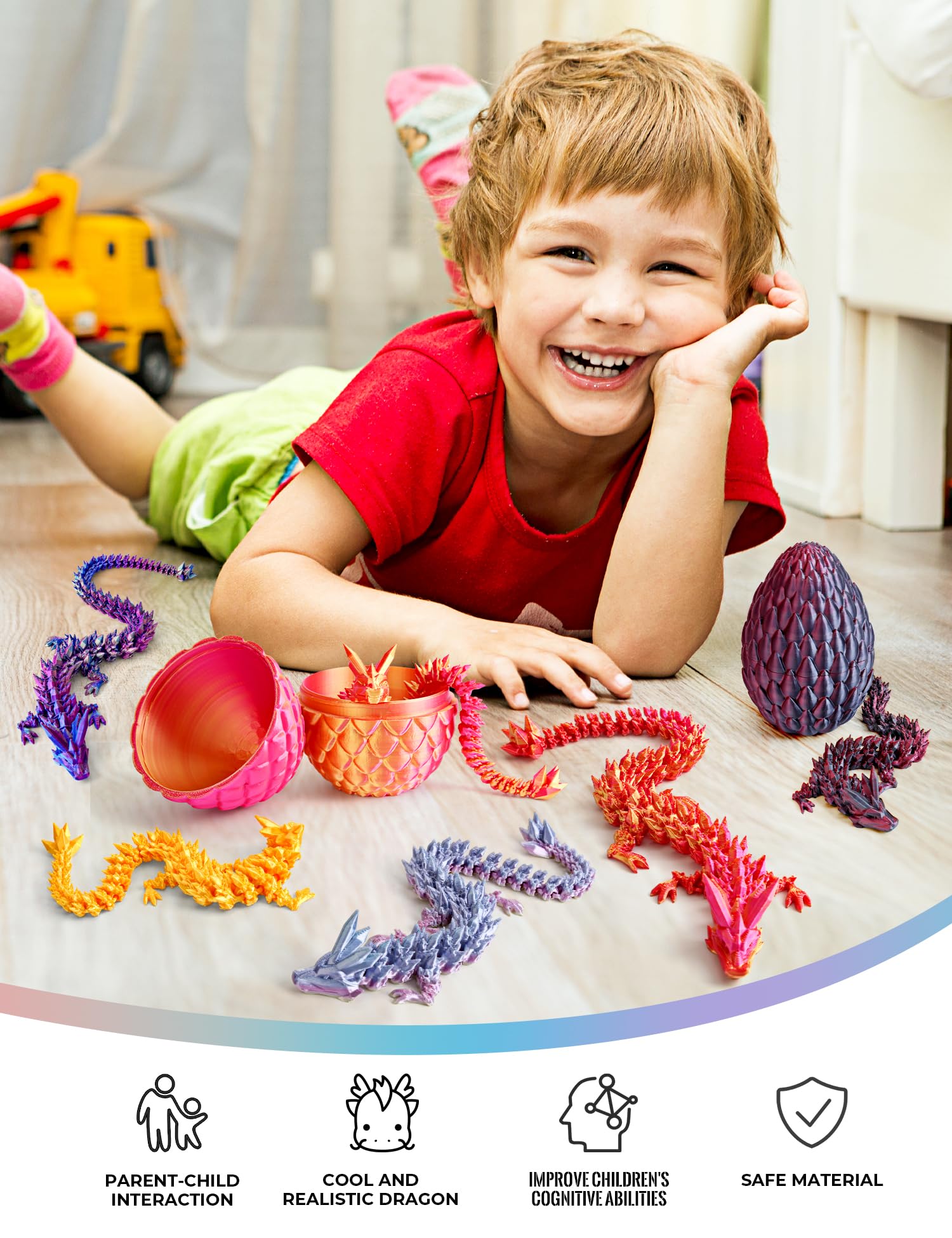 Uovo Drago 3D Flavery - Giocattolo Fidget Con Cristallo Trasparente