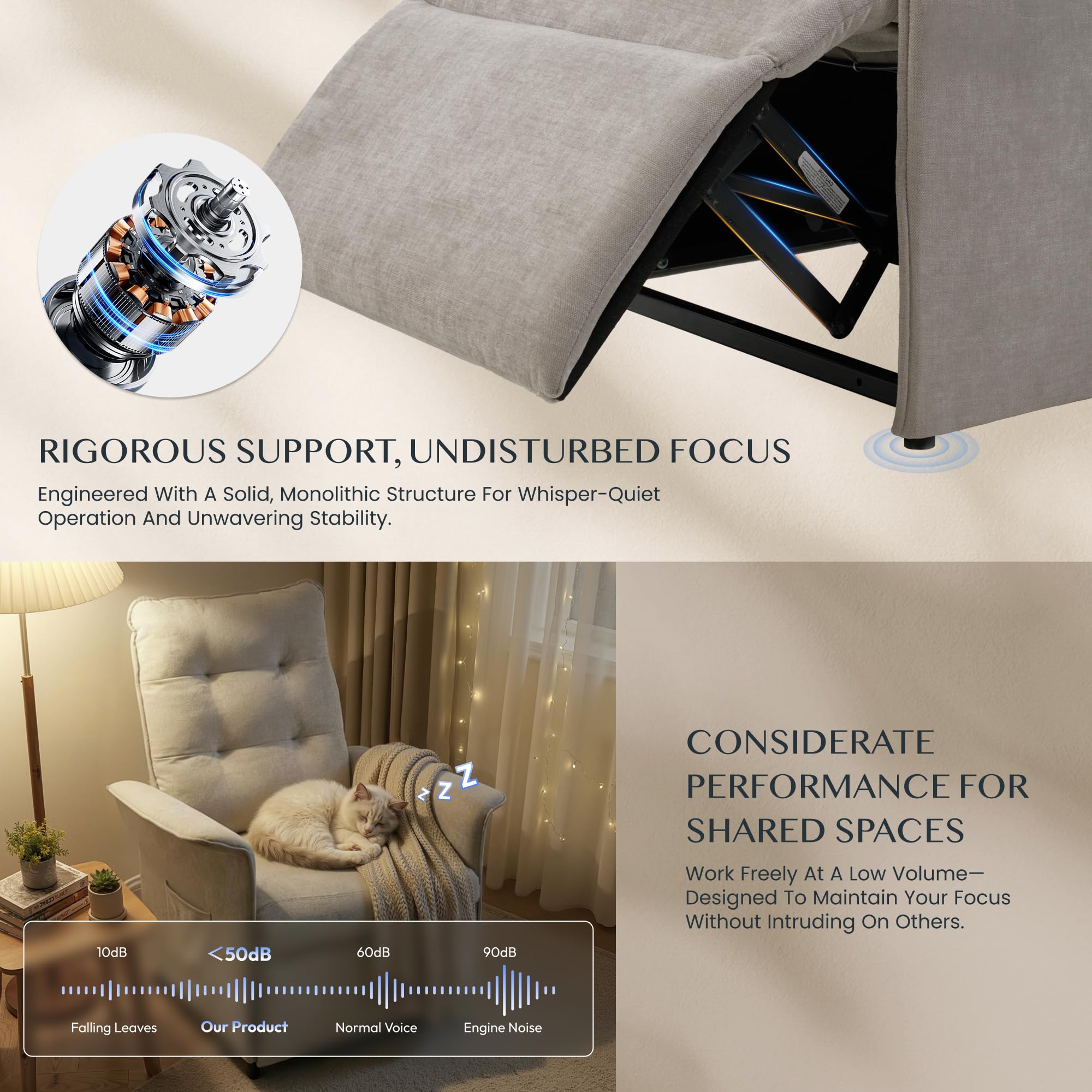 FLEXISPOT Poltrona Relax Elettrica con Schienale Regolabile - Poltrona TV Regolabile con Funzione Recliner, Schienale Regolabile da 125° a 160° – Poltrona Relax Ergonomica Color Grigio Chiaro