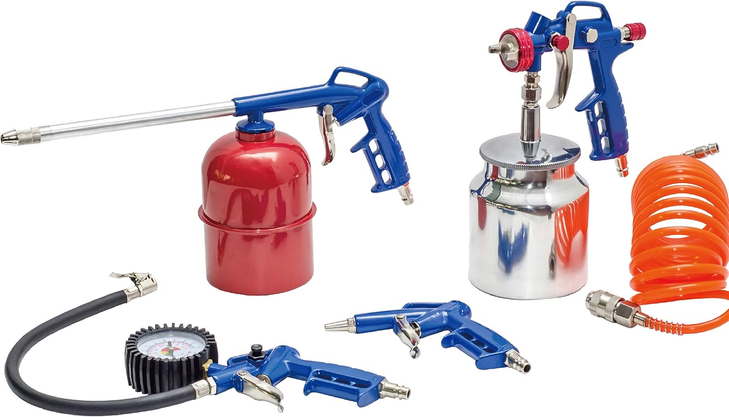 Autojack 5pc Air Compressor Kit Tyre Inflator Spray Gun Degreaser