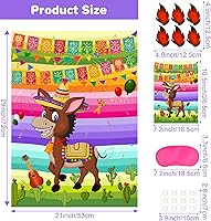 Vista 3 de ASTARON Coloca la Cola en el Burrito Juego Mexicano del Burrito con 24 Adhesivos de Cola para Fiesta del Cinco de Mayo, Fiesta Mexicana, Fiesta