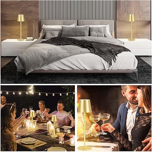 Miniatura 6 de Paquete de 2 lámparas de mesa inalámbricas, lámpara de escritorio LED recargable portátil de 5000 mAh, 3 modos de color, luz de mesa de atenuación