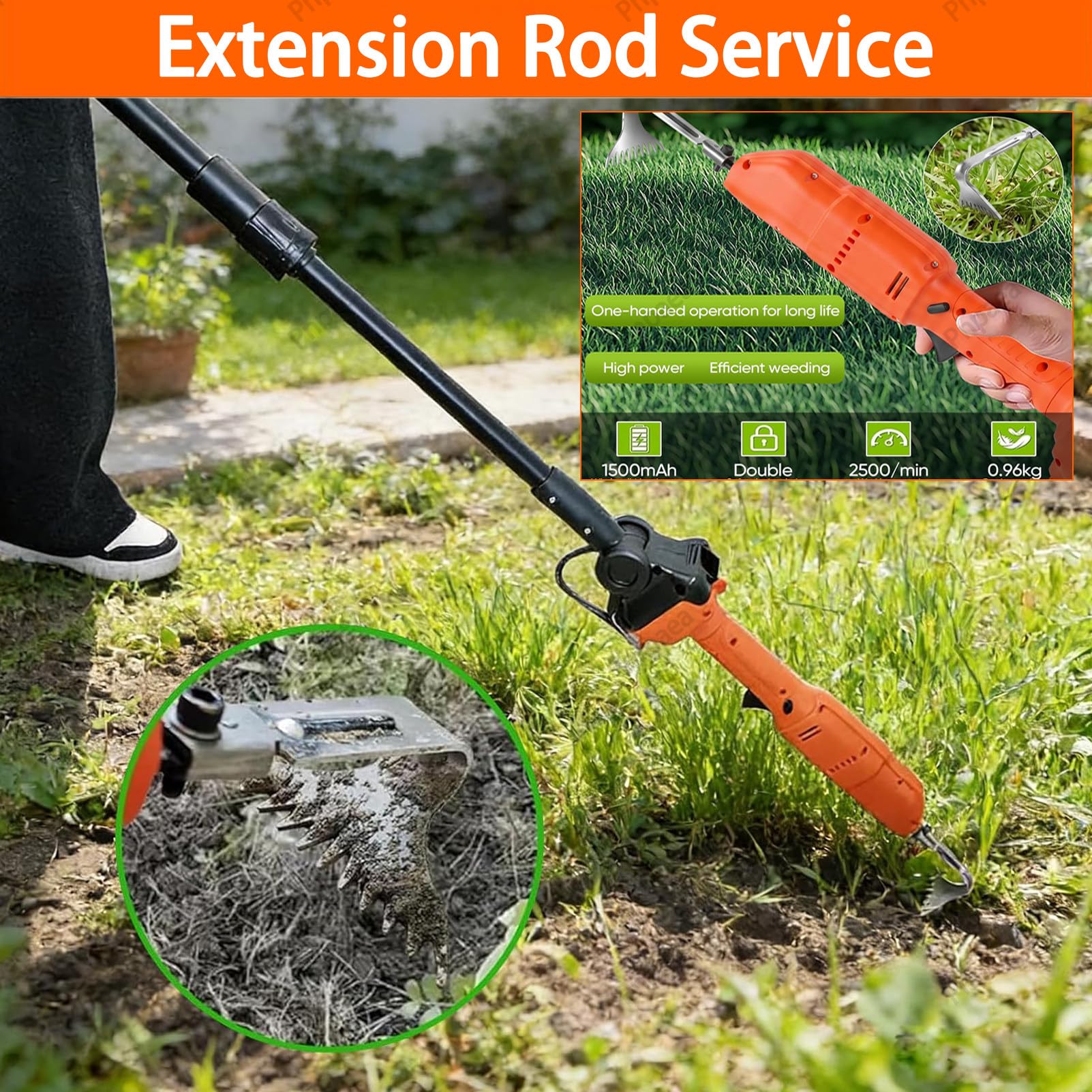 Motobineuse Electrique,Batterie Lithium Rechargeable Et Double Interrupteur Outillage De Jardin avec Profondeur De Travail De 30 Mm pour Ameublir Sol Et DéSherber 1Battery-