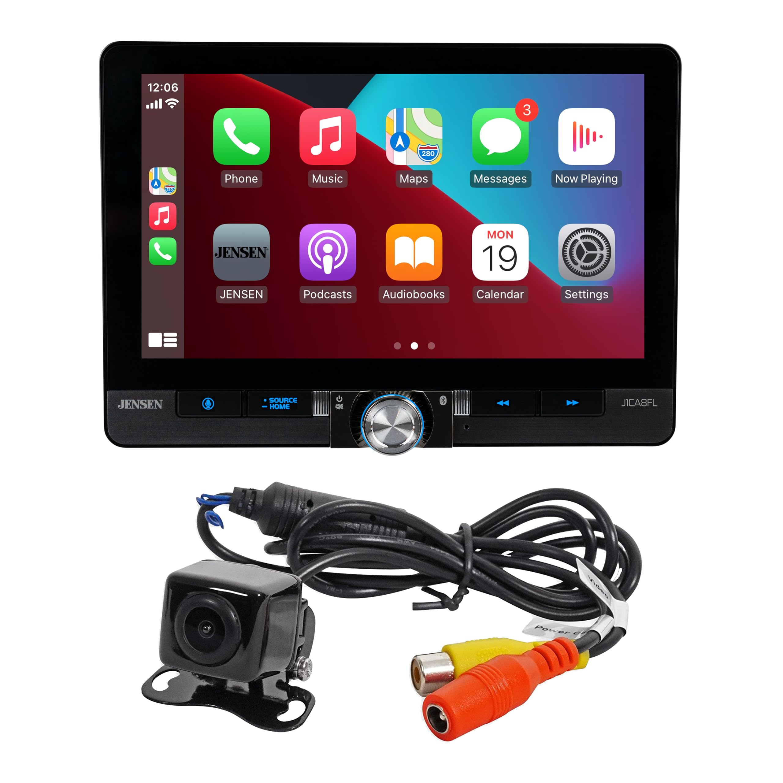 JENSEN J1CA8FL-BUC 8-inch Certified Apple CarPlay Android Auto Wired or Wireless | Single DIN and Double DIN Touchscreen Car Stereo Radio | Bluetooth