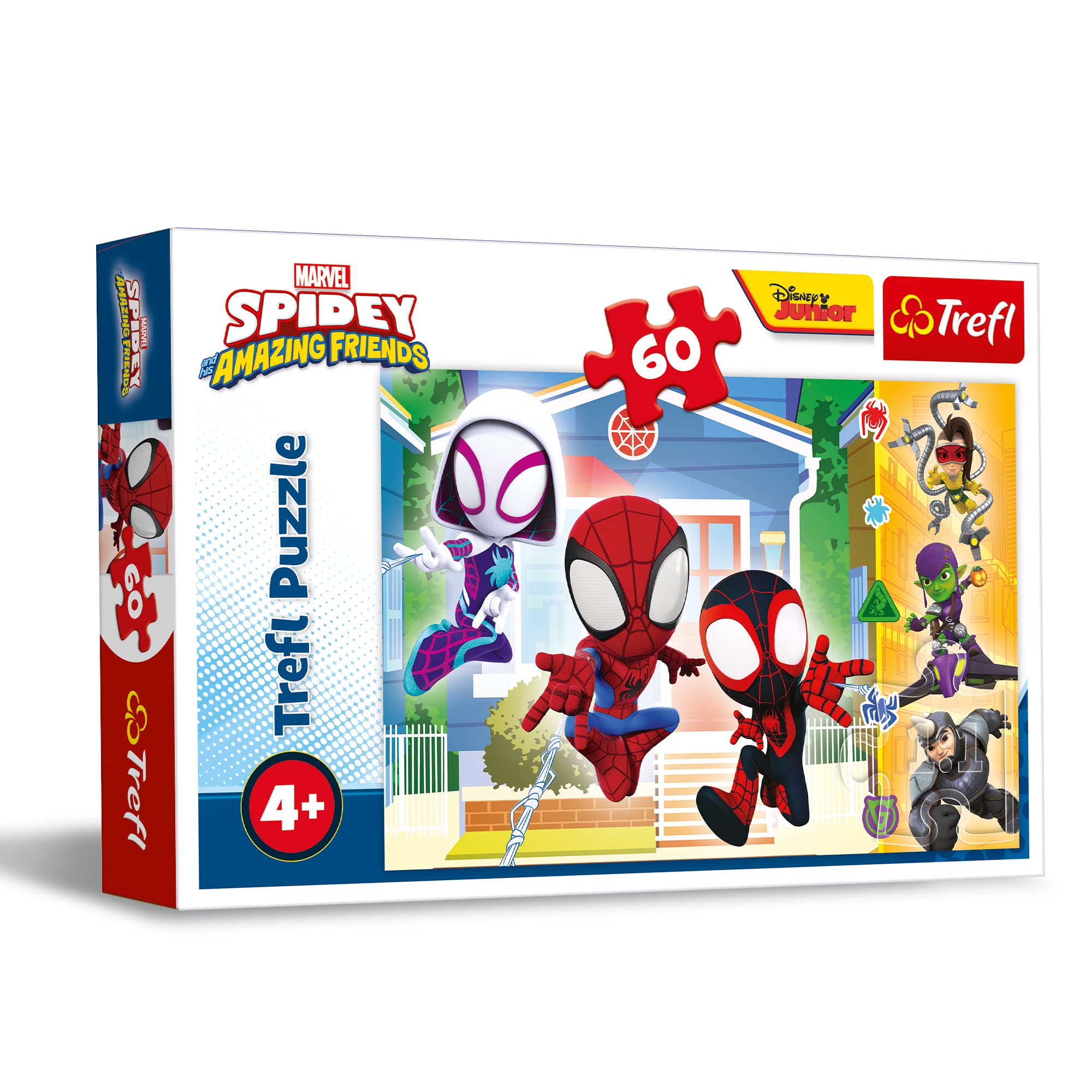 Trefl - Marvel, Spidey i Super-kumple, W świecie Spidey'a - Puzzle 60 Elementów - Kolorowe Puzzle z Bohterami Bajki, Kreatywna Rozrywka, Zabawa dla Dzieci od 4 lat