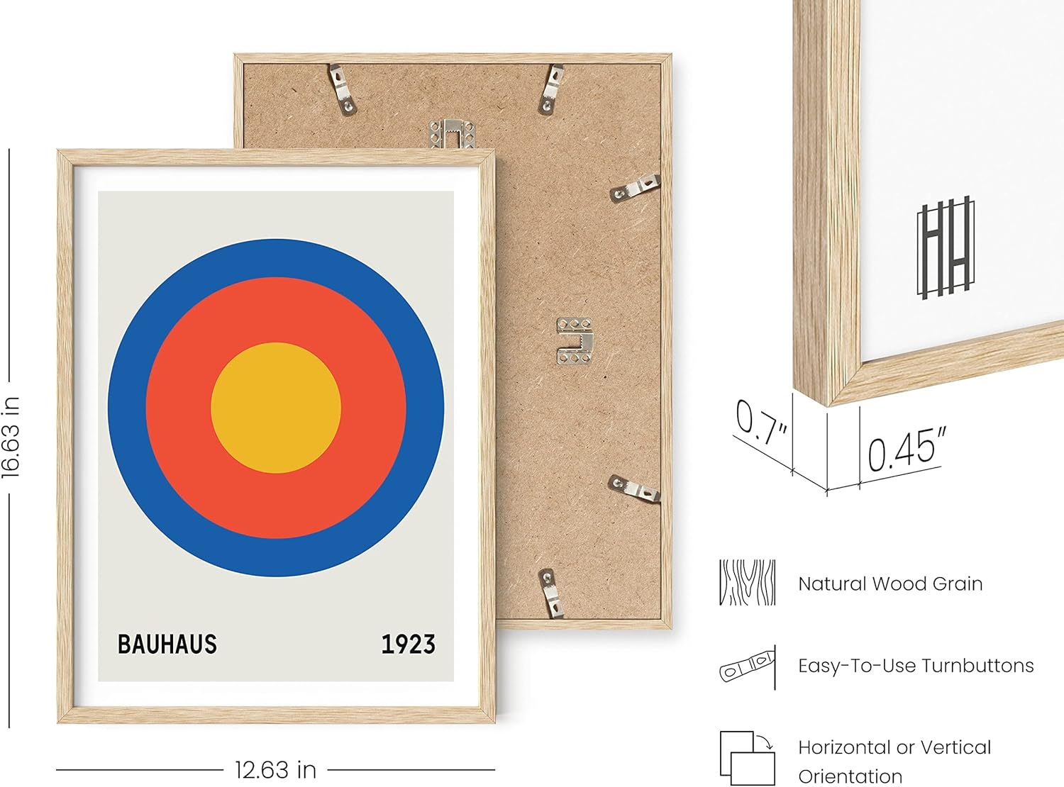 Bauhaus 12x16 Beige Framed Geometric Wall Art Poster