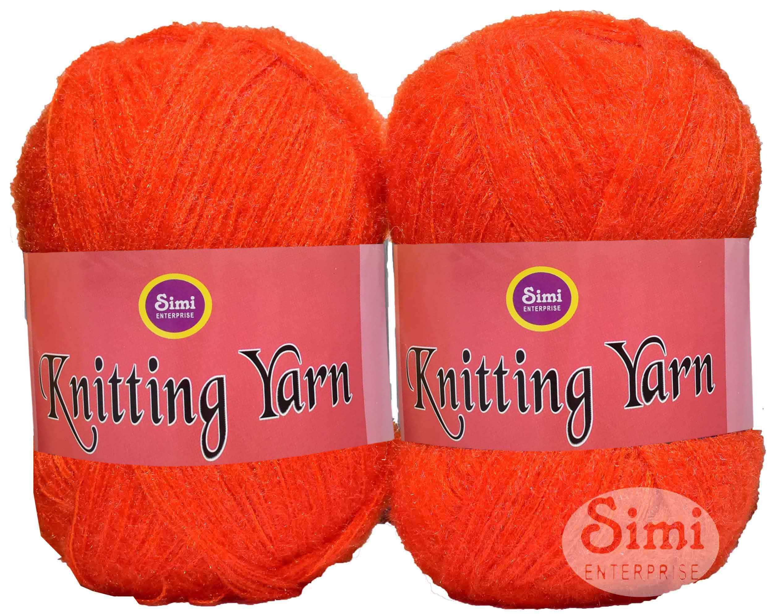 SIMI ENTERPRISE Knitting Wool Yarn, Soft Fancy Feather Wool Orange 300 GMS Best Used with Knitting Needles, Soft Fancy Wool-LK Art-HEH