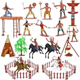 26 Pieces Native American Figurines Indian Figurines Indians Historical Plastic Action Figures for Projects Decoration Birthday Gift Dollhouse Cake Toppers