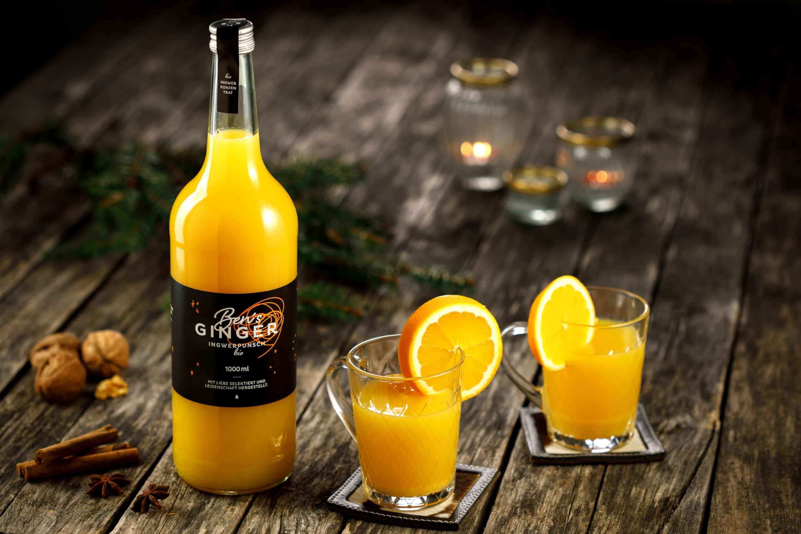 Ben's Ginger Bio Ingwerpunsch (8% alc.) - München Handgefertigt, Bio-zertifiziert, Alkoholisches Getränk, Winterpunsch, Ingwerwein, Ohne Zusatzstoffe, Bio-Qualität - 1 Liter