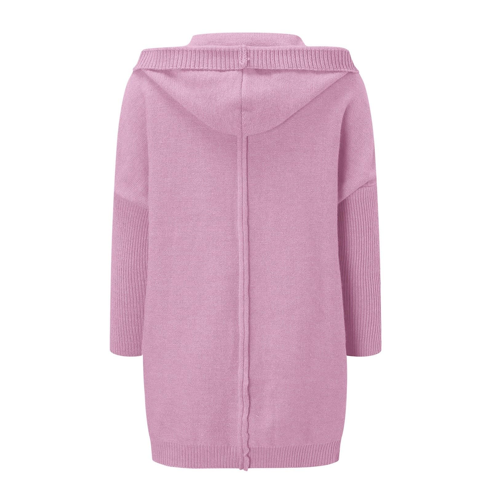 Cardigan Maille Femme, Long Gilet Femme Laine,Veste Cardigan à Capuche Ample TricotéE De Couleur Unie pour Femmes