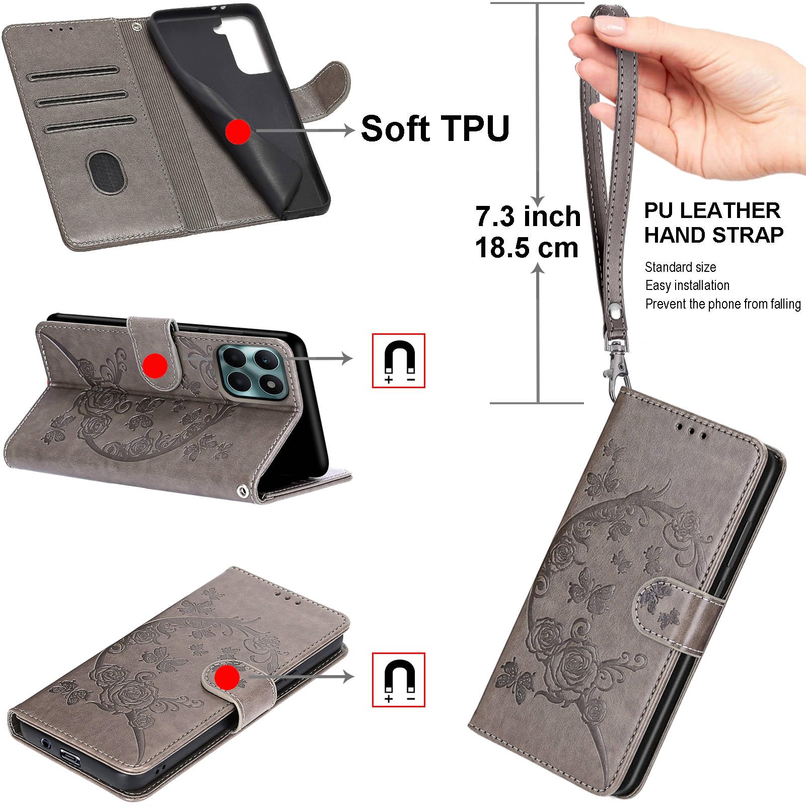 SEAHAI Cuir Coque Pour Motorola Moto G14, Flip Étui Portefeuille