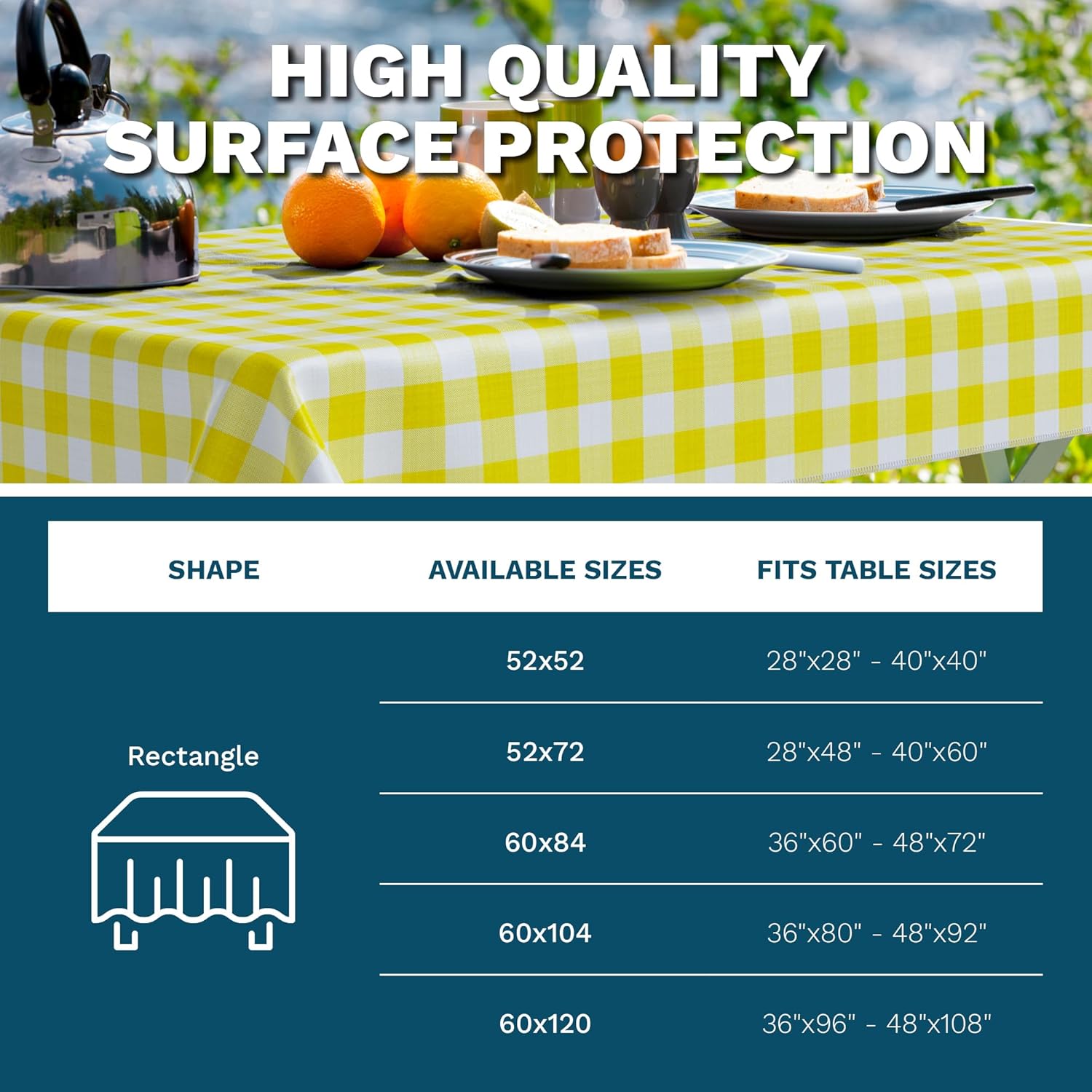 Sorfey Tablecloth - Vinyl with Flannel Back, 60"x84" Rectangle, Water Proof, Easy to Clean, Checked Red Design - Image 8