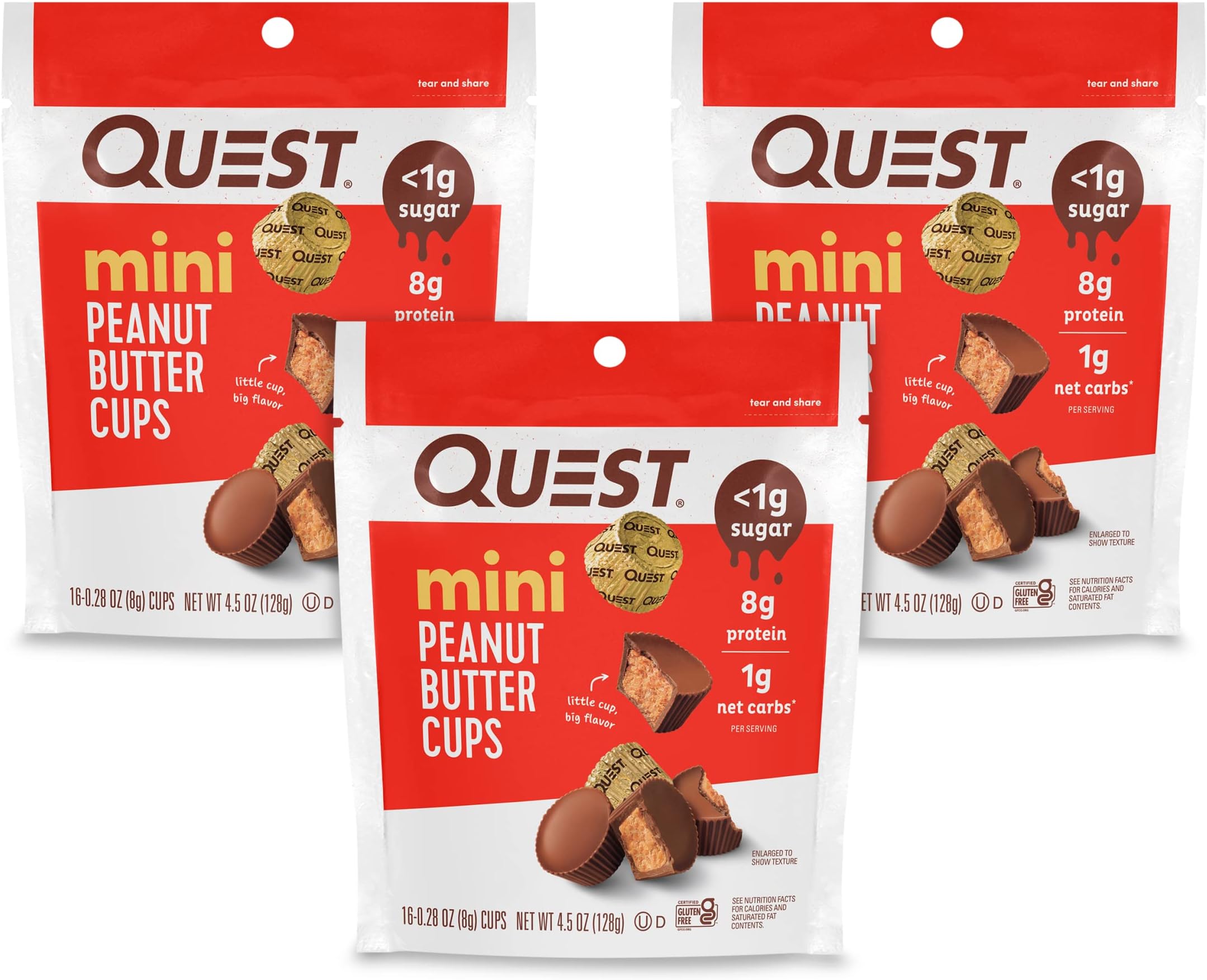 QuestsNutrition Mini Peanut Butter Cups, High Protein