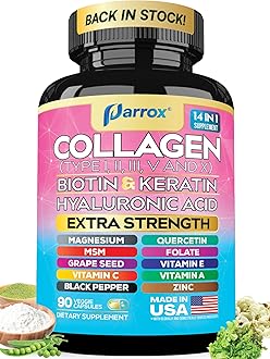 Collagen Peptides Types I, II, III, V & X, MCG Biotin, Keratin, Hyaluronic Acid, MSM, Zinc, Grape Seed Extract, Quercetin, Vitamin A, Vitamin C, Vitamin E, Magnesium, Folic Acid (90 Capsules)
