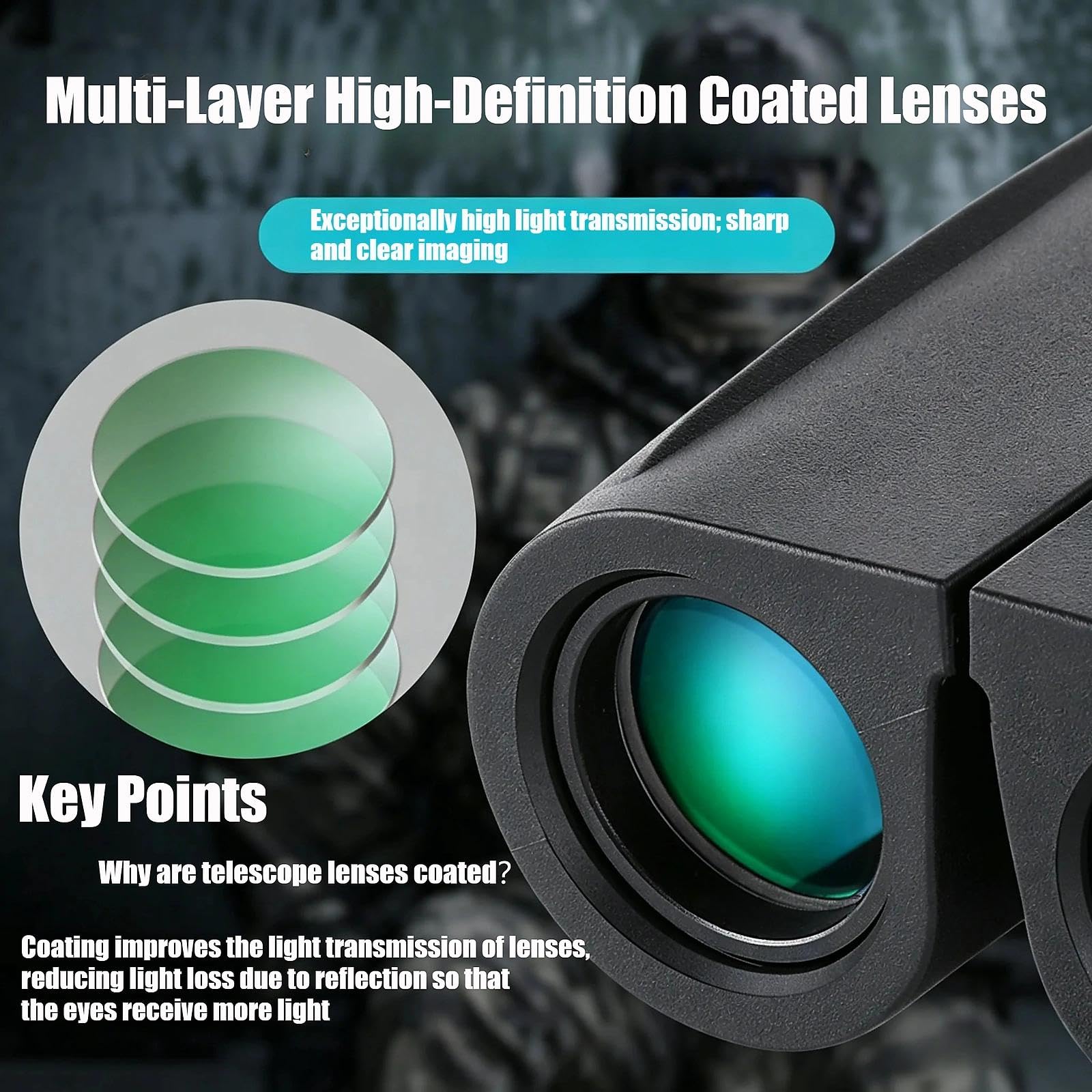 Binocolo 12x25 ad alto ingrandimento ad alta definizione ideale per uso esterno escursionismo campeggio birdwatching osservazione eventi sportivi
