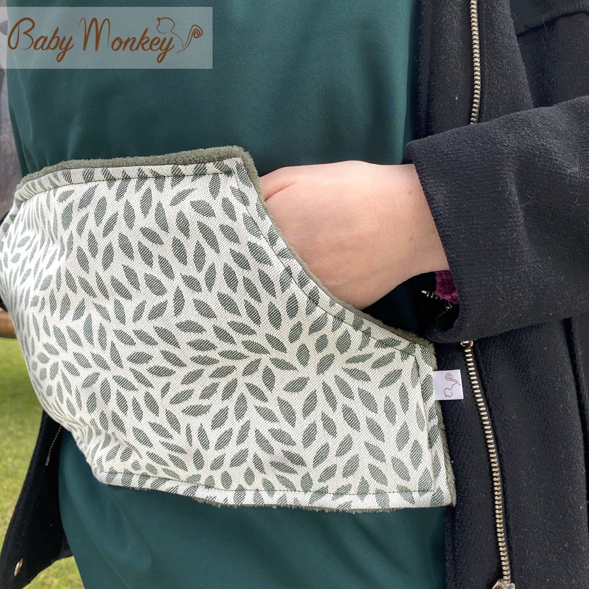 Cover babywearing autunno e inverno, cover per portare, copertura per marsupio impermeabile Baby monkey(Verde Willow)