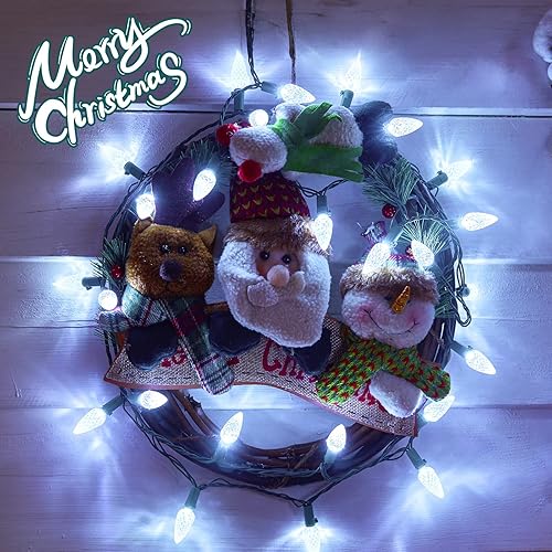 Miniatura 2 de C6 - Guirnalda de luces LED de Navidad, paquete de 2 tiras de luces de fresa de 20 pies con 60 luces LED con temporizador y 8 modos de luz para