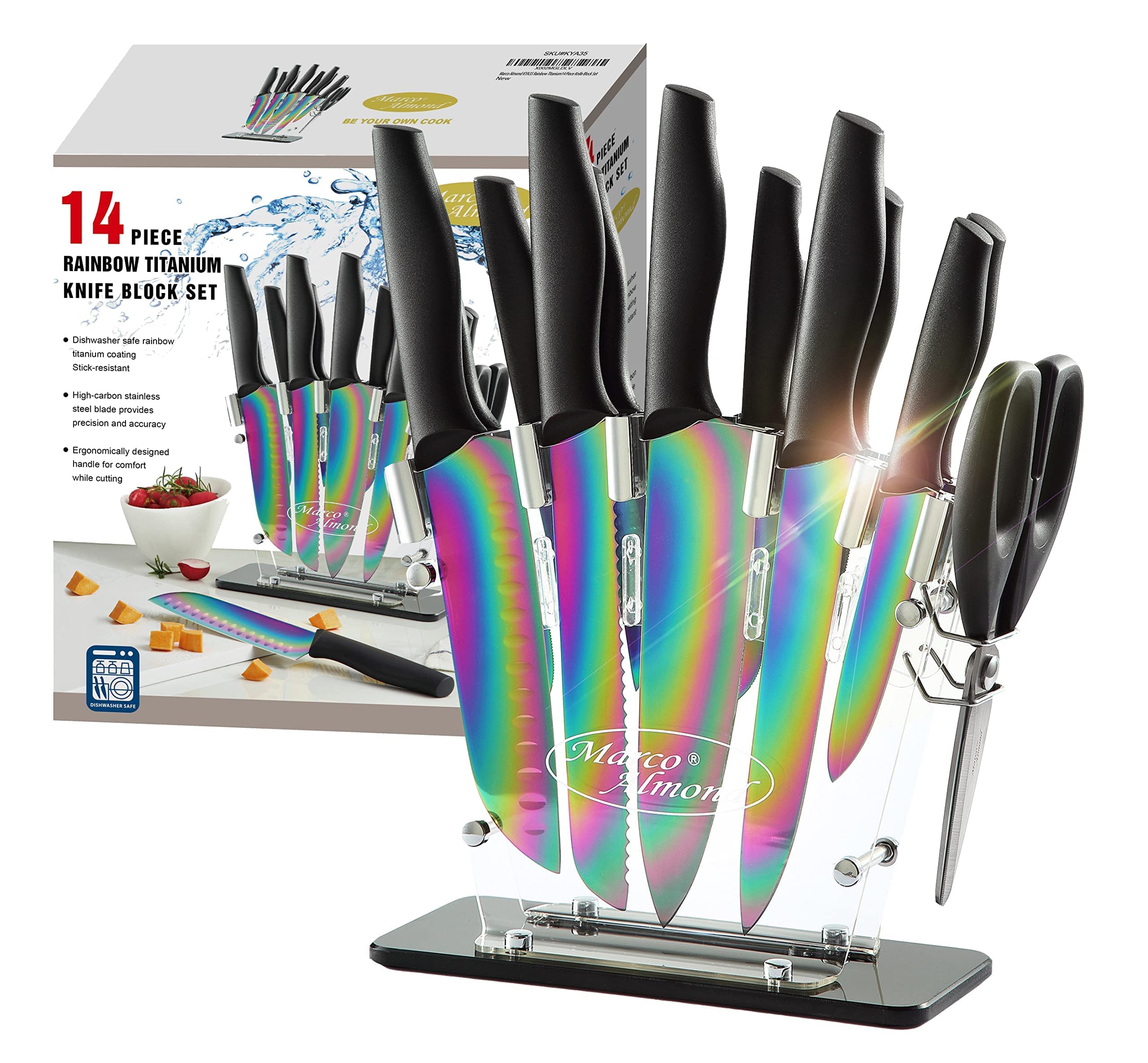 Amazon.com: KYA35 14 PCS Rainbow Titanium Coating Cutlery Knives