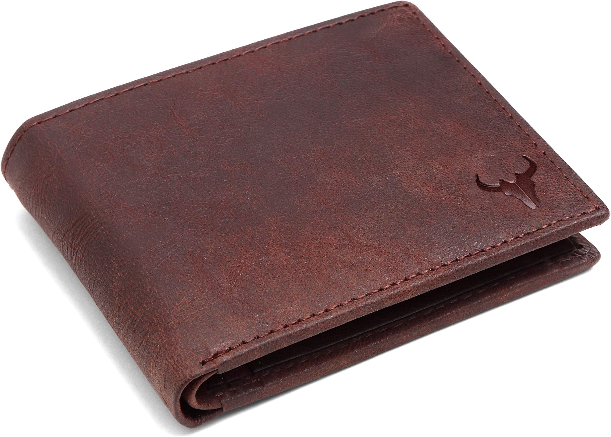 Mens Leather Wallet I Handcrafted I Credit/Debit Card Slots I 2 Currency Compartments I 2 Secret Compartment (Brown Crack)