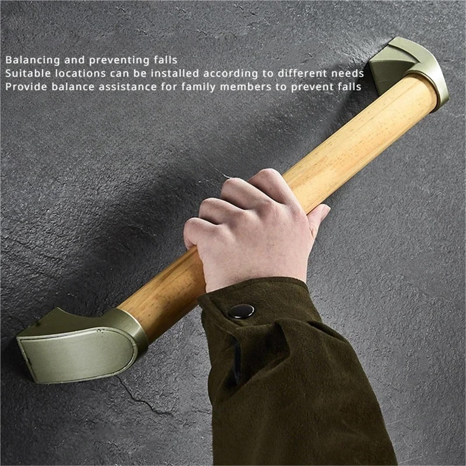 Barras de Apoyo para baños Apoyabrazos de Seguridad para baño, accesible para baño, manija de Madera Maciza, Inodoro para Personas, manija Antideslizante.(34cm)