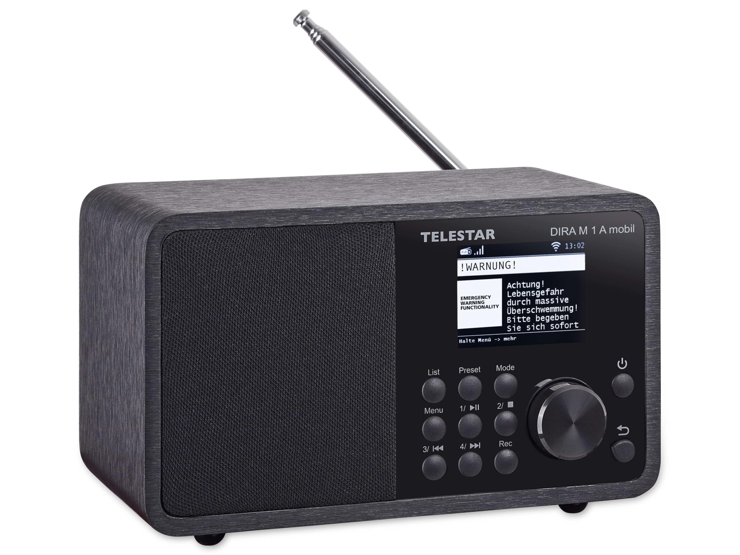 Telestar DIRA M 1 A Batterie Mobile Numérique Radio Internet (Dab+ / Dab/FM/Internet, Batterie Li-ION, WLAN Bluetooth 5.1, Affichage Couleur, Avertissement d'urgence EWF) Noir